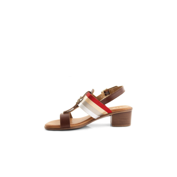 52293 Medium Heel Sling Back Buckle Detail Sandal - Image 2