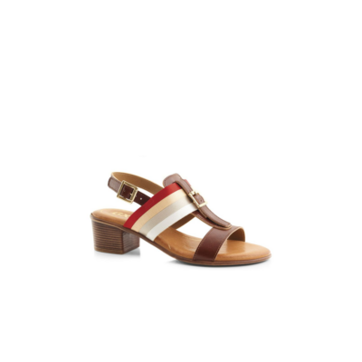 52293 Medium Heel Sling Back Buckle Detail Sandal