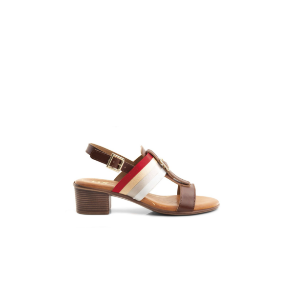 52293 Medium Heel Sling Back Buckle Detail Sandal - Image 3